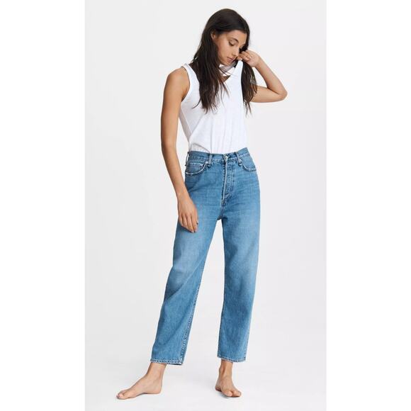 Rag & Bone 90s High Rise Straight Jean Celestial Blue Sz 30W 14” Rise 24” Inseam - Picture 1 of 7